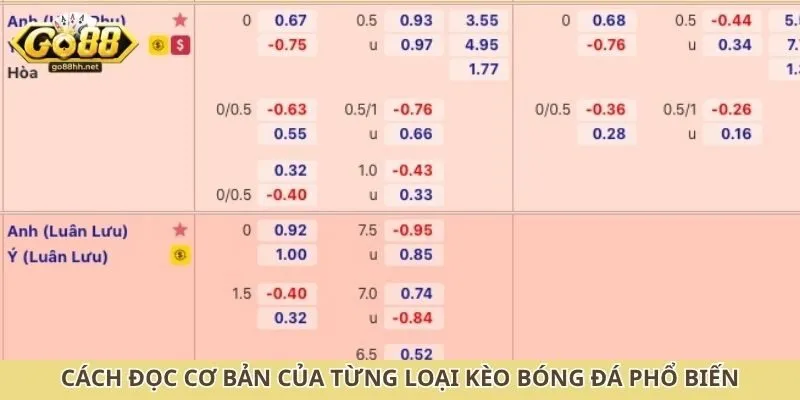 Cách đọc cơ bản của từng loại kèo bóng đá phổ biến