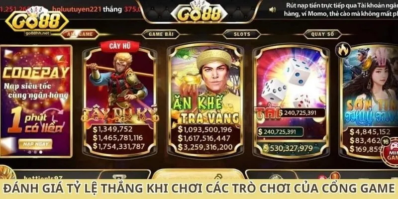 Đánh giá tỷ lệ thắng khi chơi các trò chơi của cổng game