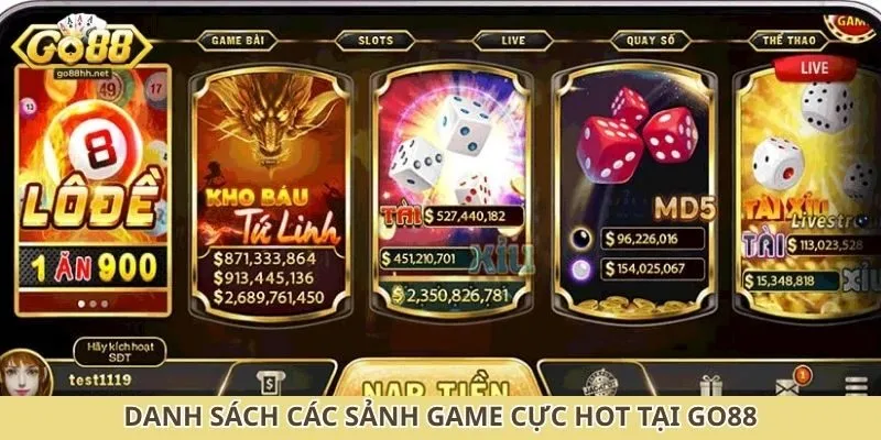 Danh sách các sảnh game cực hot tại Go88