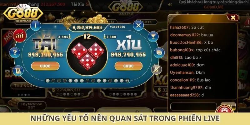 Những yếu tố nên quan sát trong phiên live